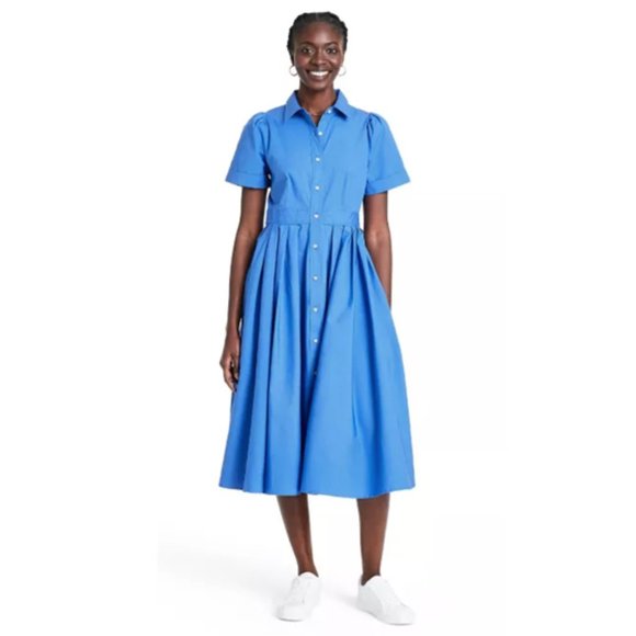 ALEXIS for Target Blue Short Sleeve Button Down Dress XS - Picture 1 of 4